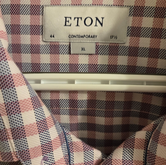 ETON Contemporary Signature Twill plaid check button up dress shirt 17.5/44 (XL) - Picture 3 of 7